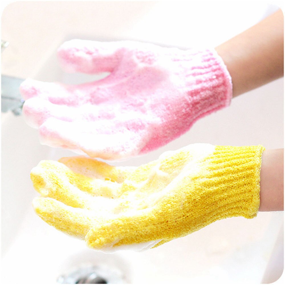 5Pcs Shower Gloves Massage Cleaning Brush Scrubber Polyester Exfoliating Wash Skin Spa Bath Gly Massage Cleaning Loofah Scrubber