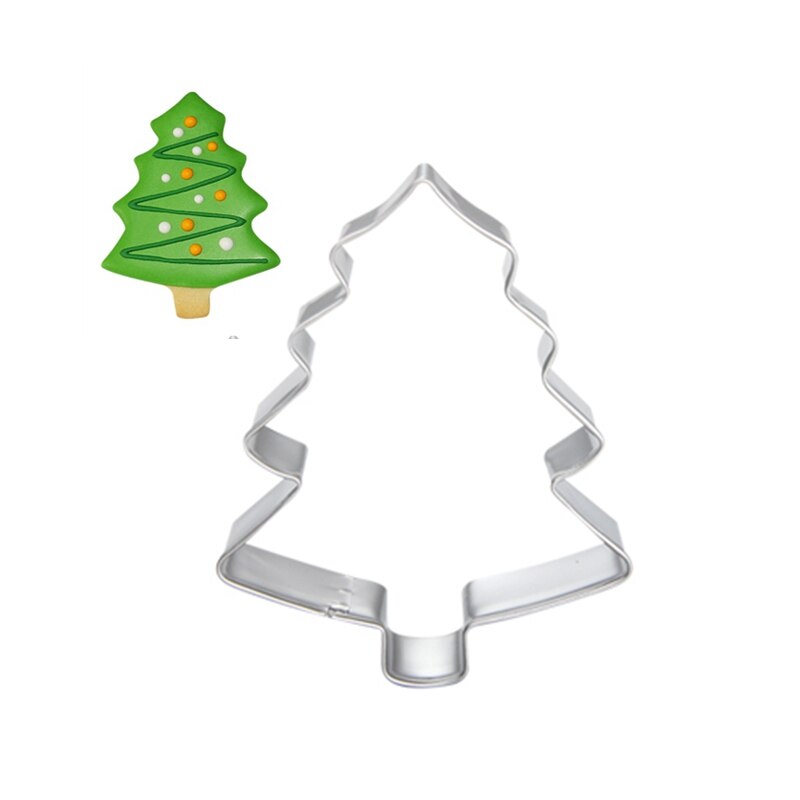 Kerstboom Cookie Tool Cutter Mould Biscuit Druk Icing Set Stempel Mold Rvs Fondant Dessert Fondant Decoratie