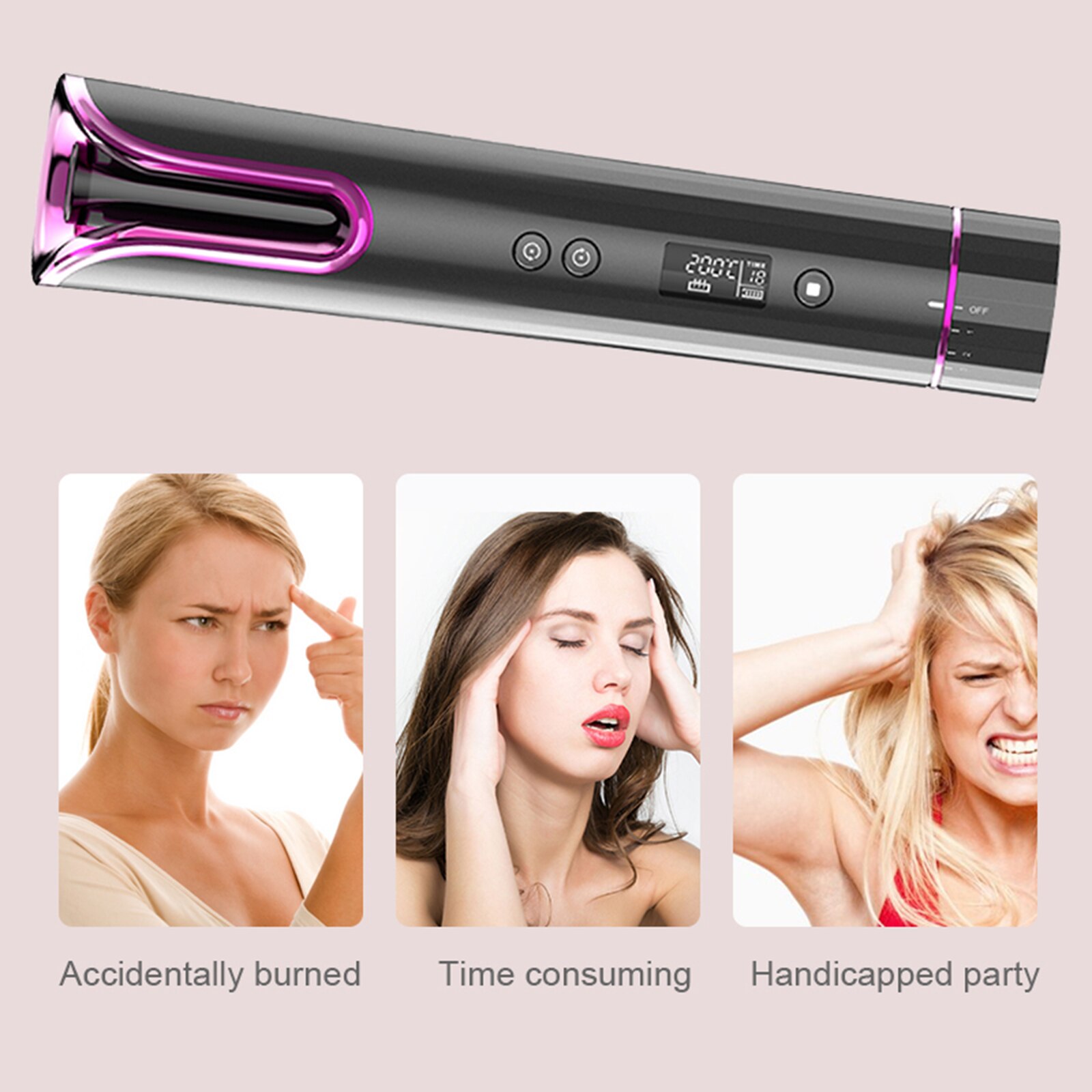 kabellos Automatische Haar Curler eisen drahtlose Eisstockschießen Eisen USB Aufladbare Luft Curler für Locken Wellen LCD Anzeige Keramik Lockige