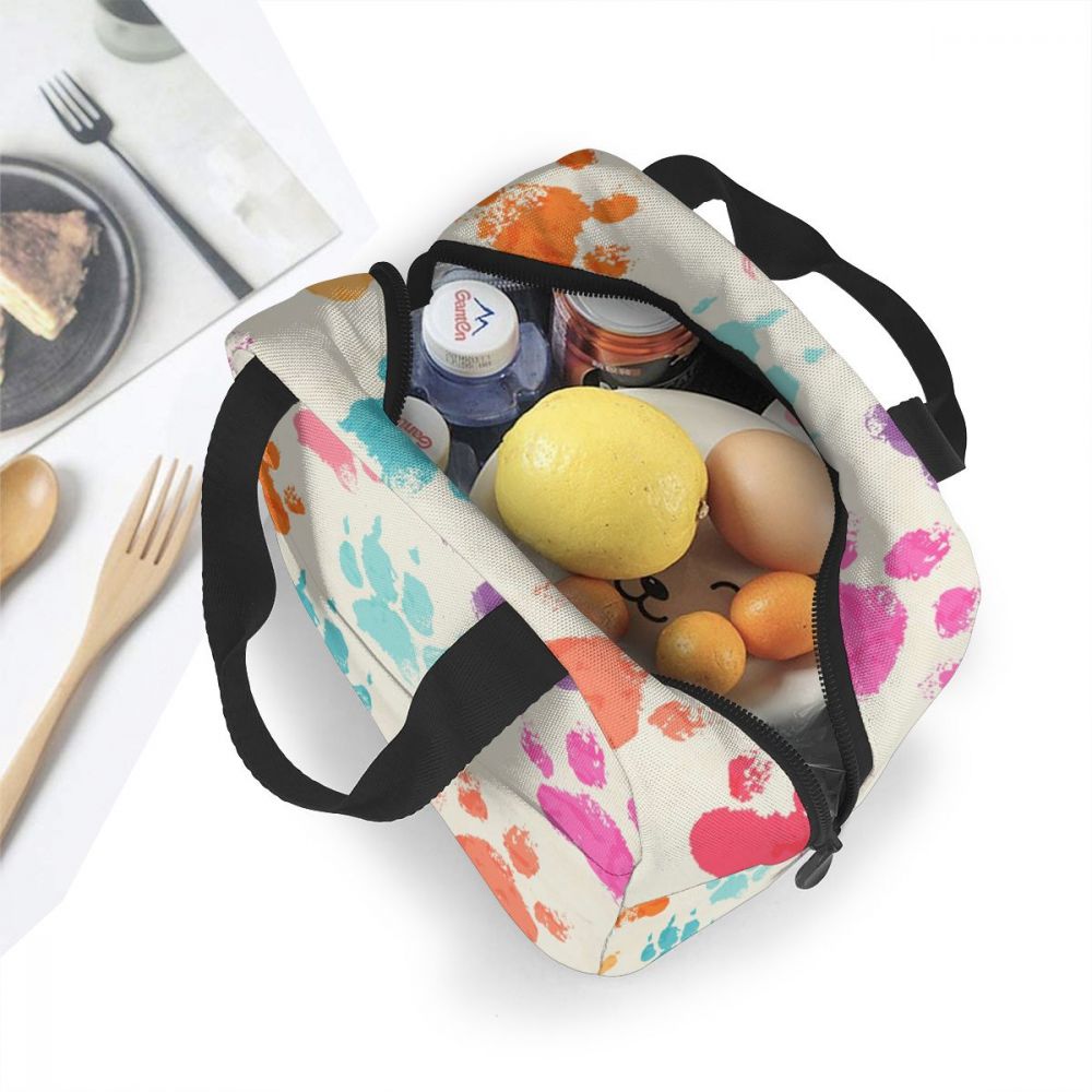 Bunte Hunde Pfoten Kühler Mittagessen Kasten Tragbare Isolierte Mittagessen Tasche Thermische Lebensmittel Picknick Mittagessen Taschen