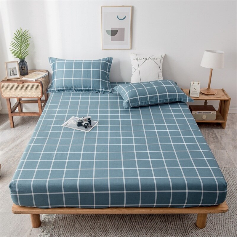 Drap-housse J100 % coton avec bande élastique, drap-housse de luxe géométrique, taille Queen, drap de lit simple, King Size