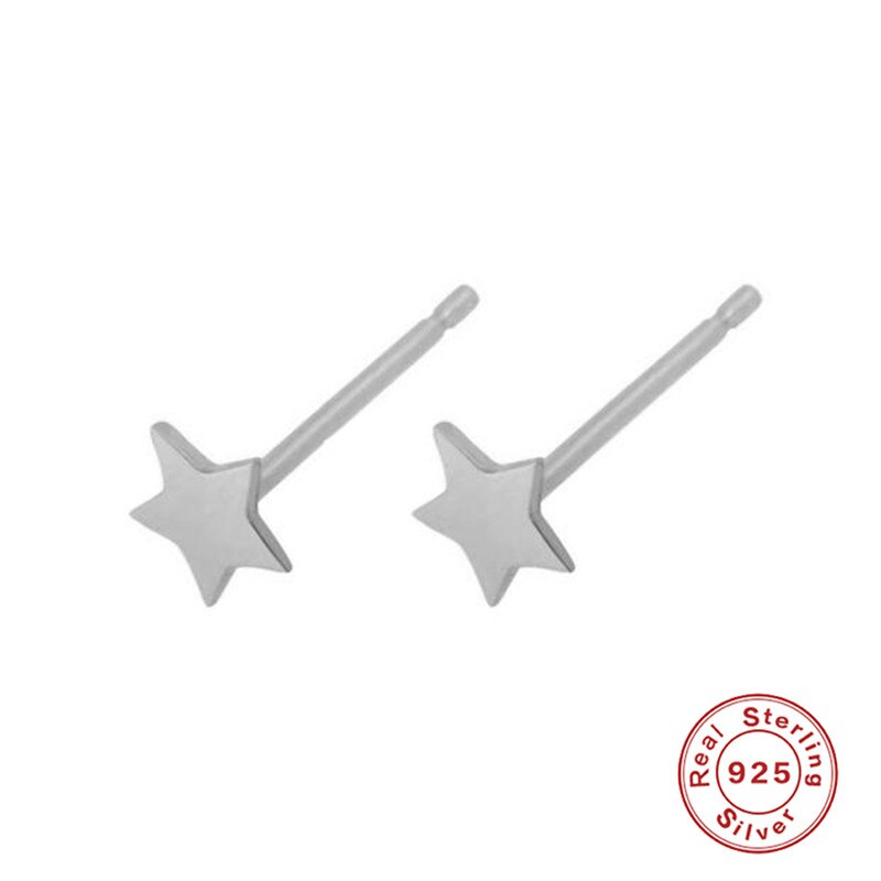 ROXI Jewelry 925 Sterling Silver Earrings for Women Minimalist Charm Small Stud Earrings Polished Surface Star Earrings: Silver