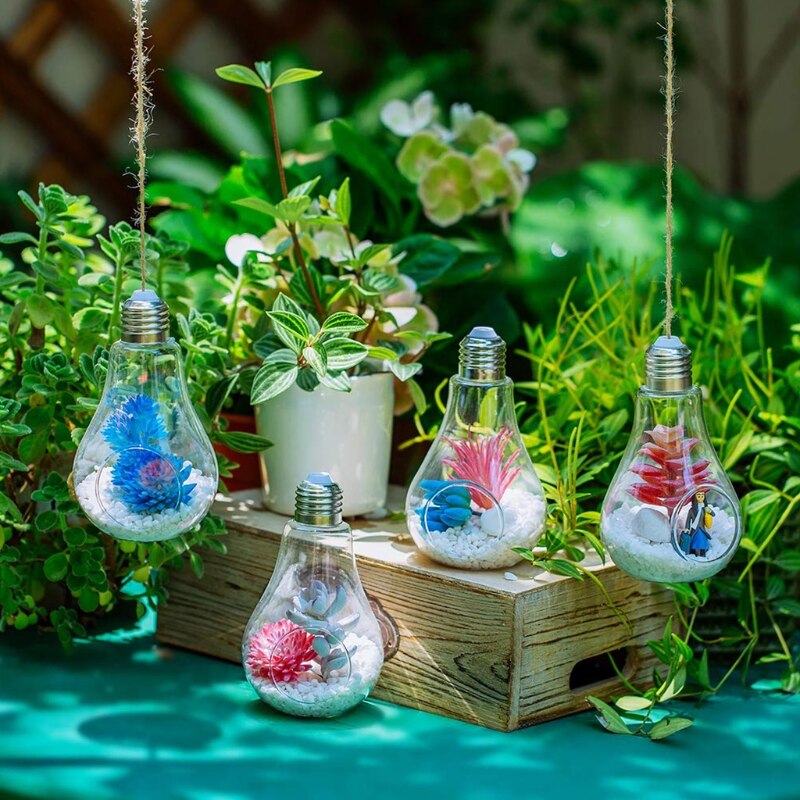 Glass Hanging Planter, Light Bulb Shaped Hanging Air Plant Holders, Flower Pots Plant Containers Terrarium Hanging Glas