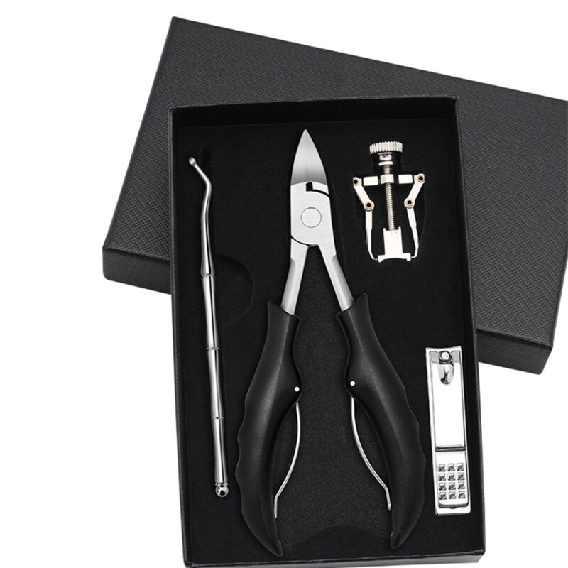 Podiatrist Toenail Clipper Thick Ingrown Toe Nail Clippers for Men Seniors Pedicure Clippers Toenail Cutter: Four-piece suit
