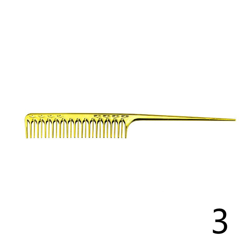 Hair salon hair stylist electroplated gold hairdresser cut comb hollow comb tip tail comb haircut comb: 3