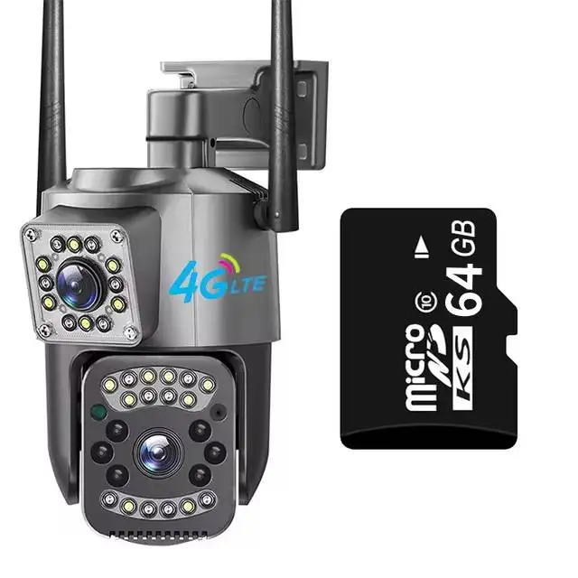 8MP 4K WIFI IP-camera Dubbele lens PTZ 4G Sim-kaart Outdoor Webcam Alarm 10X Zoom Smart Home CCTV Beveiliging Monitor Cam: 1/1.8" / au plug