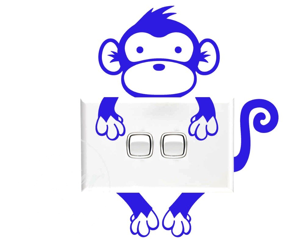 11*14cm monkey light switch decals klistermærker vinyl wall decals gør-det-selv-klæbende sød boligindretning sticker fatning aftagelig  lc1301