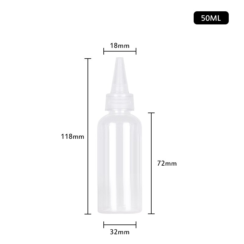 100ml Transparent Sharp-mouth Bottle Plastic Bottle Color Empty Paste Container Dye Bottle, Squeezable And Sub-bottled TXTB1