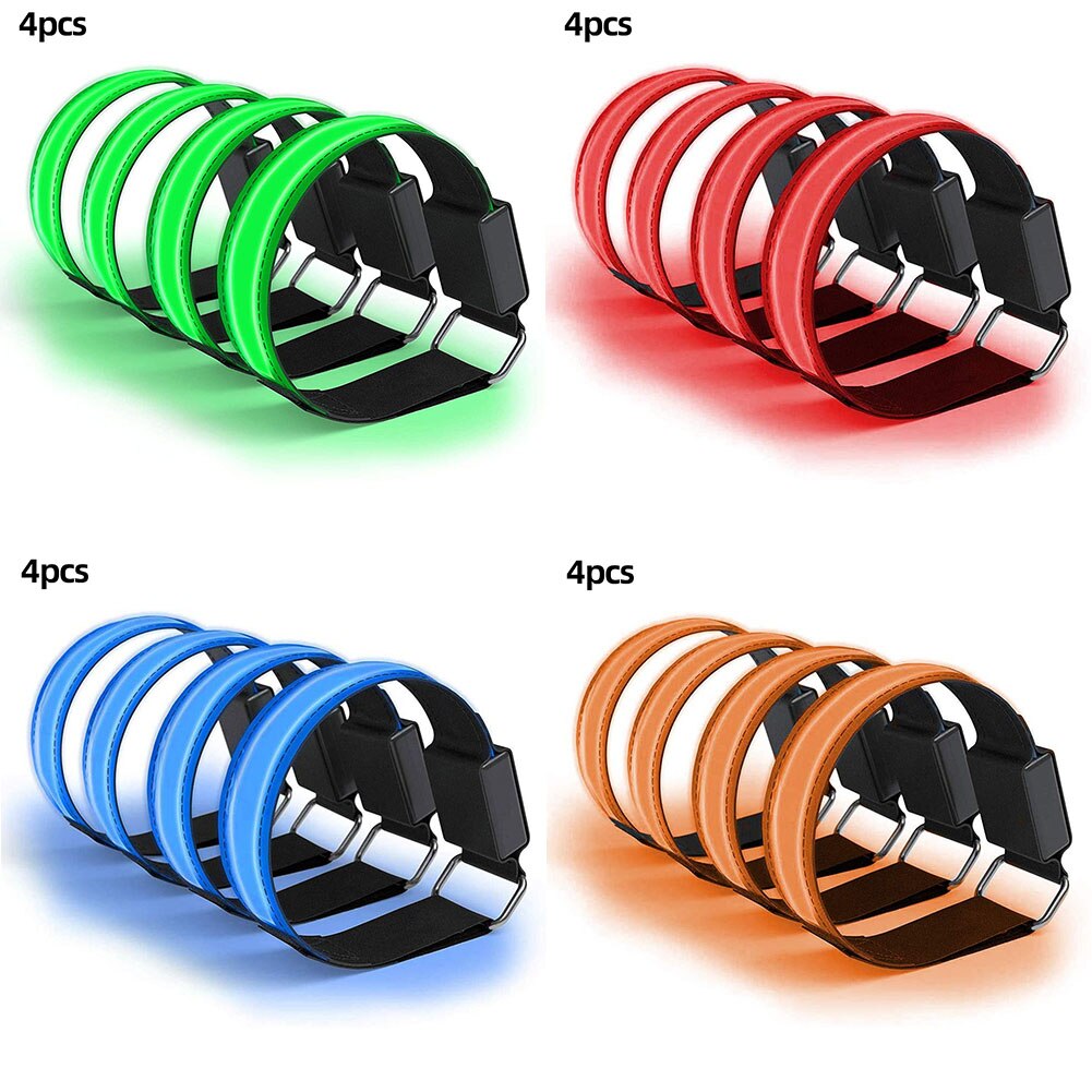 Brazalete LED para correr para mujer, pulsera reflectante, accesorios para corredores, botón para correr, batería, naranja, 4 Uds.