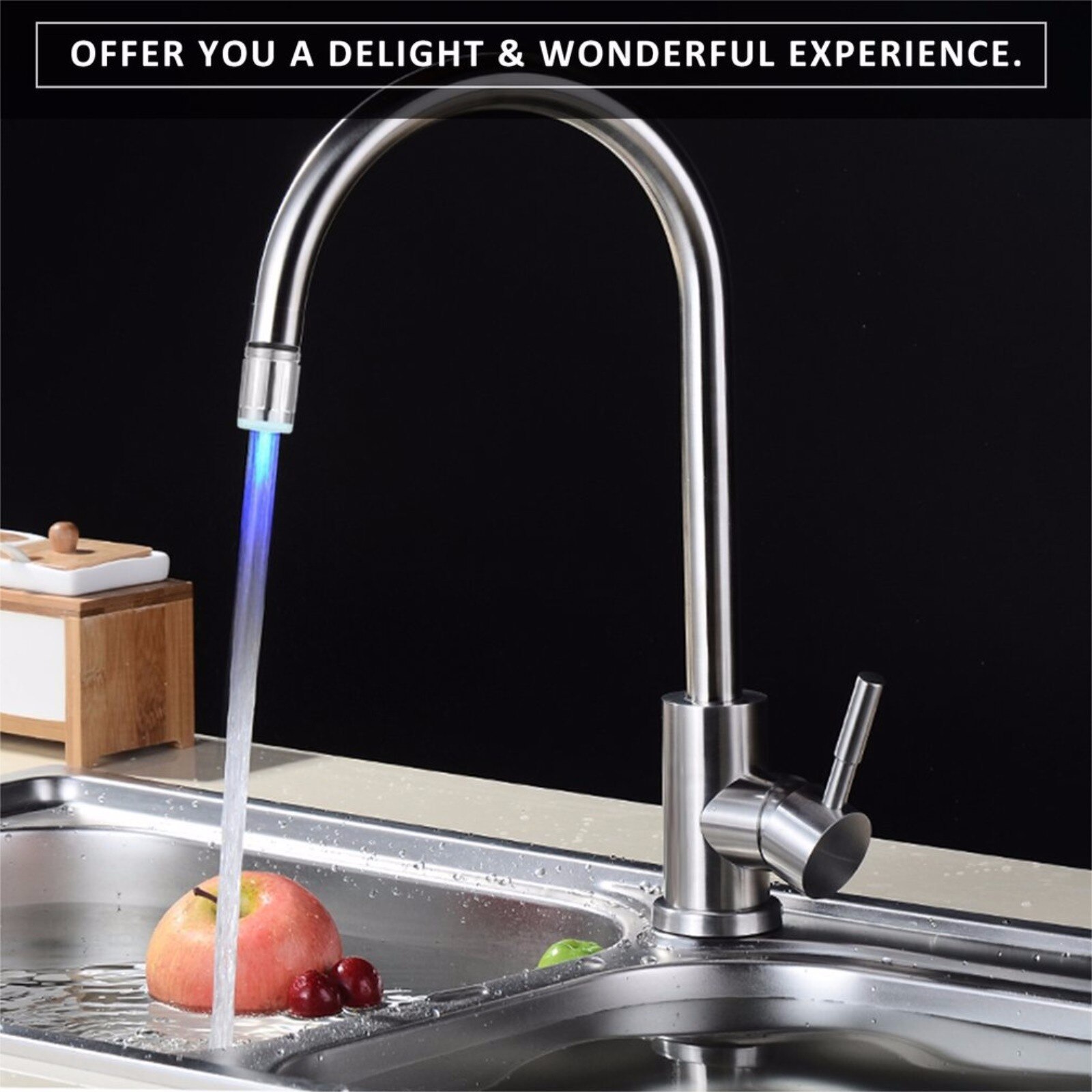25# Light-up LED Water Faucet Changing Glow Kitchen Shower Tap Water Saving Novelty Luminous Faucet Nozzle Head Bathroom Light