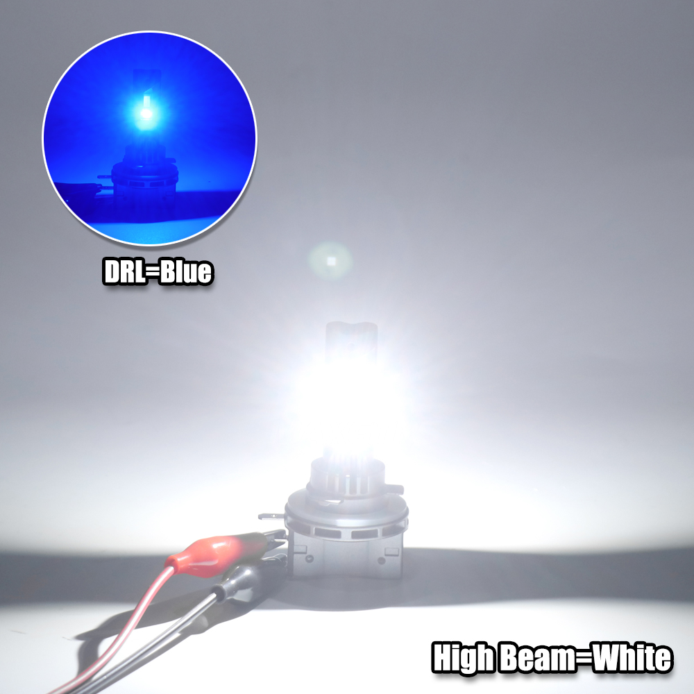 2 uds H15 bombillas de faros LED CANBUS 6500K blanco 30000LM coche LED Luz De Carretera DRL lámpara de conducción con ventilador de refrigeración sin errores: Azul oscuro