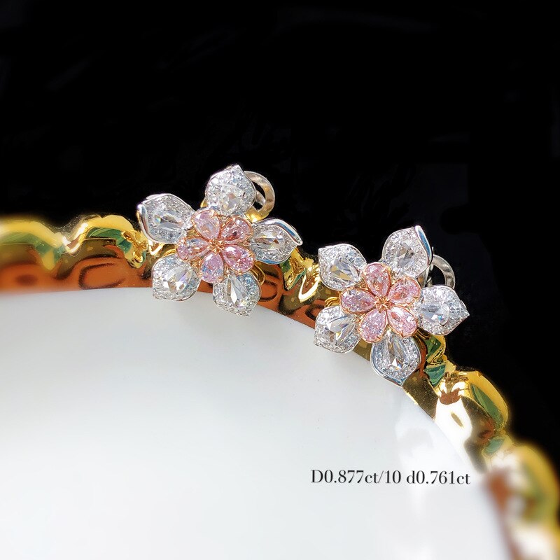 Bague en Zircon rose, fleur de cerisier, ensemble de boucles d'oreilles, collier, anneau ouvert, pendentif, bijoux, ensemble de trois pièces,