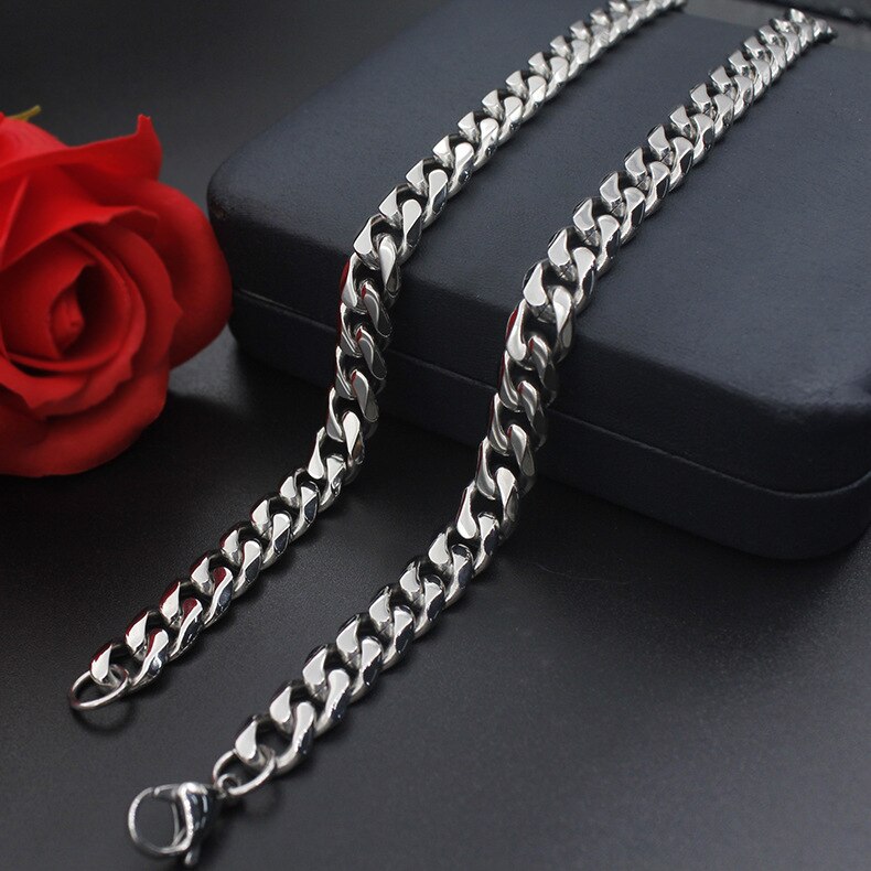 high-end titanium steel stainless steel necklace six face magic chain domineering men's jewelry sweater chain