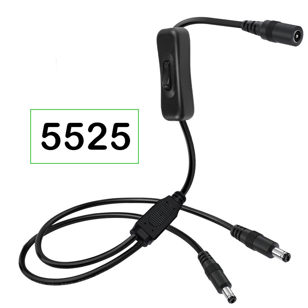 DC5521 DC5525 One split, two female to two male Y-shaped splitter power cord with 304 switch wire: Red