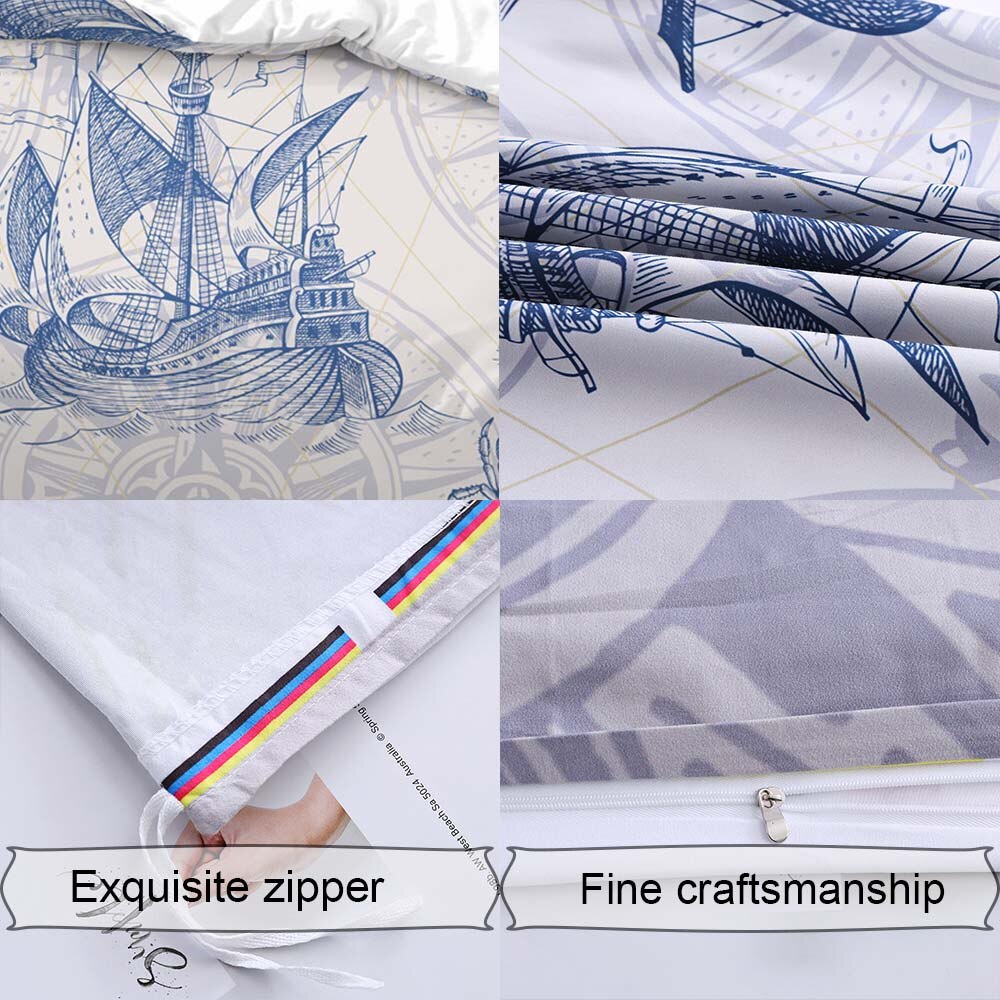 Beddengoed Set Digitale Afdrukken Nautische Beding Dekbedovertrek Zachte Comfortabele Jongens Beddengoed Ons Twin Queen