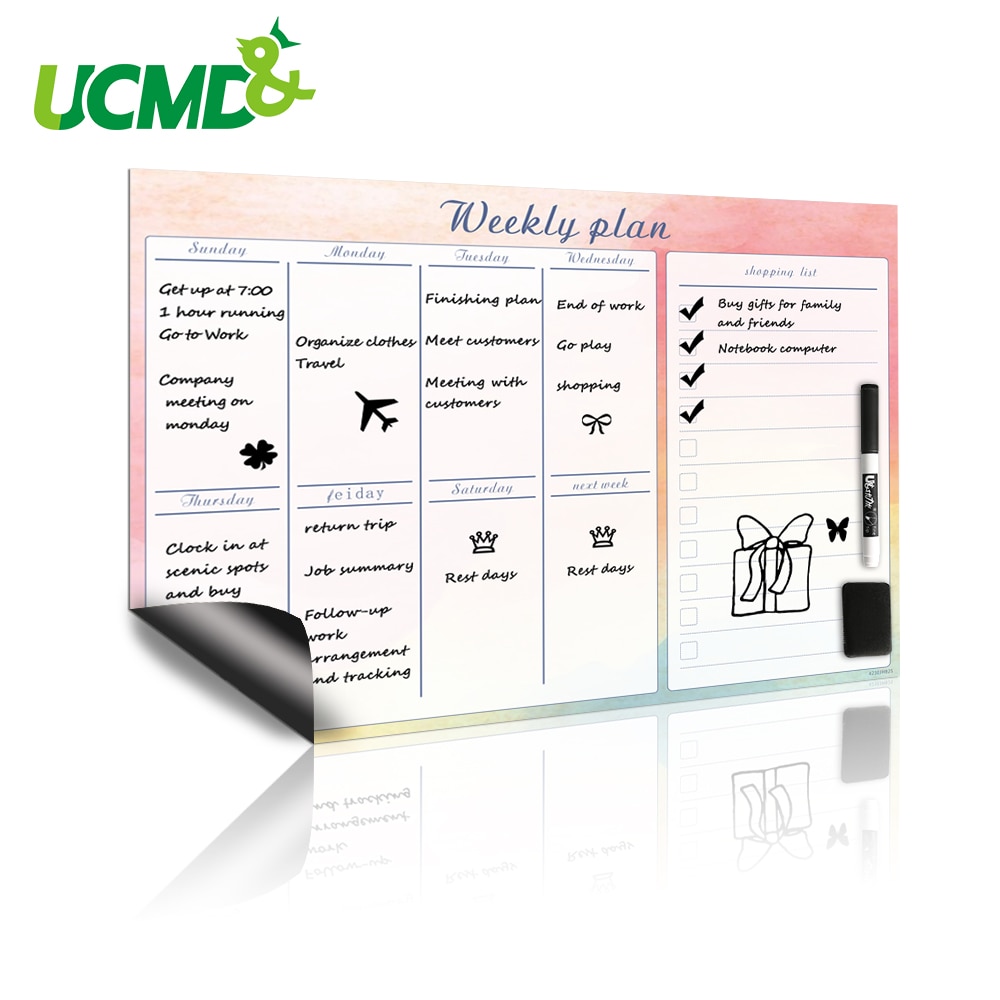42x30cm Magnetic Weekly Planner Whiteboard Fridge Magnet Flexible Daily Work Study Plan Time Schedule Organizer Message Board
