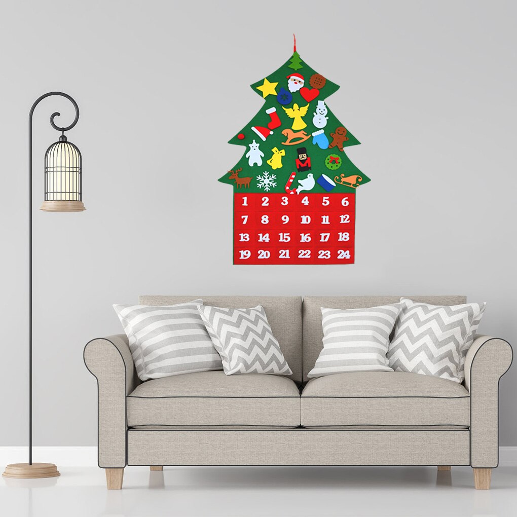 Felt Christmas Tree DIY Wall Hanging Detachable Xmas Ornaments for Toddle Kids Home Decorations Christmas year decorations