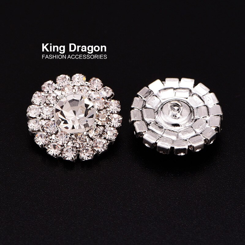 Botón de diamante de imitación transparente utilizado en decoración de ropa o utilizado en diadema 20MM 20 unids/lote, Color plateado, botón trasero, tienda KD173