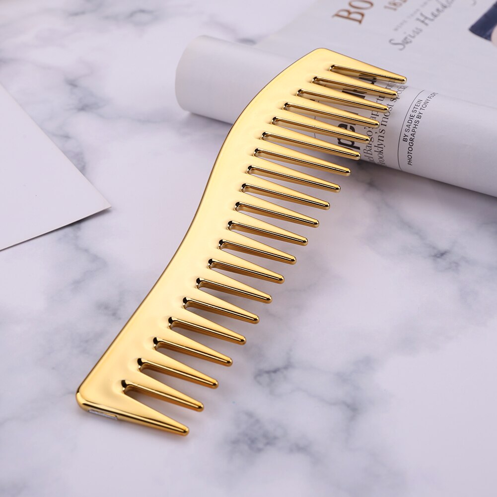 Peine de resina galvanizado para peluquería, cepillo de pelo de masaje para el cuero cabelludo, peine grande de diente ancho, herramienta para corte de pelo, peines para peluquero