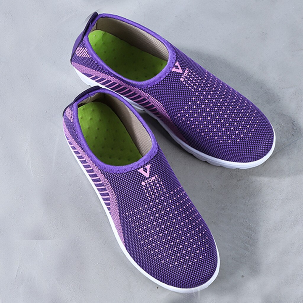 Women Mesh Flat shoes patchwork slip-on Cotton Casual shoes for woman Walking Stripe Sneakers Loafers Soft Shoes zapato