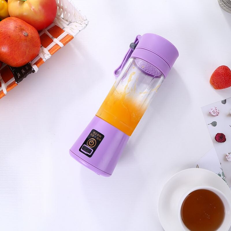 380ml USB Rechargeable Blender Mixer Portable Mini Juicer Juice Machine Smoothie Maker Household Small Juice Extractor: Purple With 6 Blades