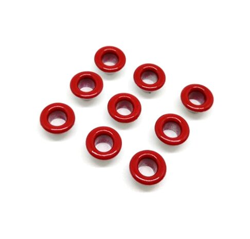 Oeillet métallique pour Scrapbooking, 100 pièces, trou de 4mm, embellissement de bricolage pour vêtements de travail, couture de vêtements: 10 red