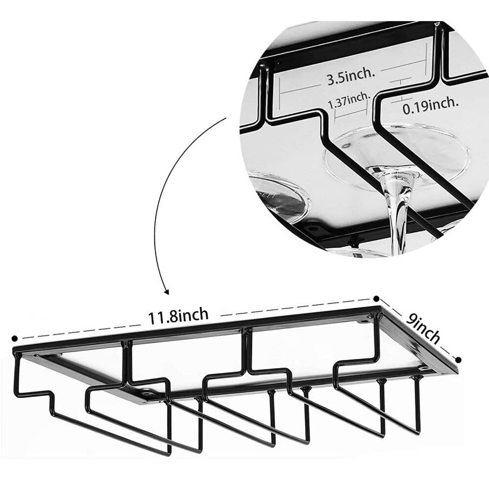Soporte para colgar tazas, soporte para tazas con 4 ranuras, , de hierro, para Cocina: Three-slot Black
