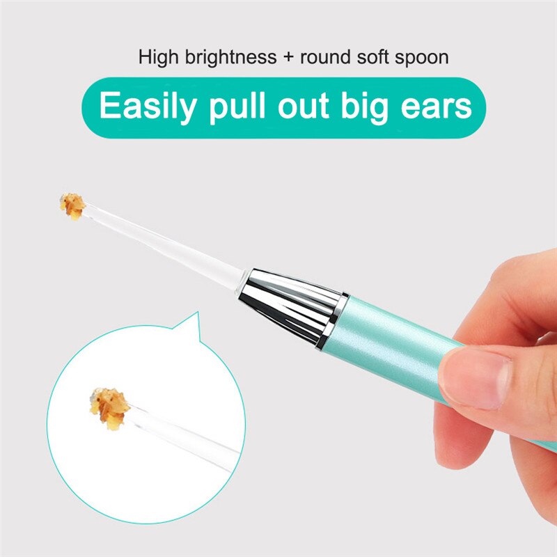 Baby Ear Cleaner Ear Wax Removal Tool Flashlight Earpick Ear Cleaning Earwax Remover Ear Curette Light Spoon