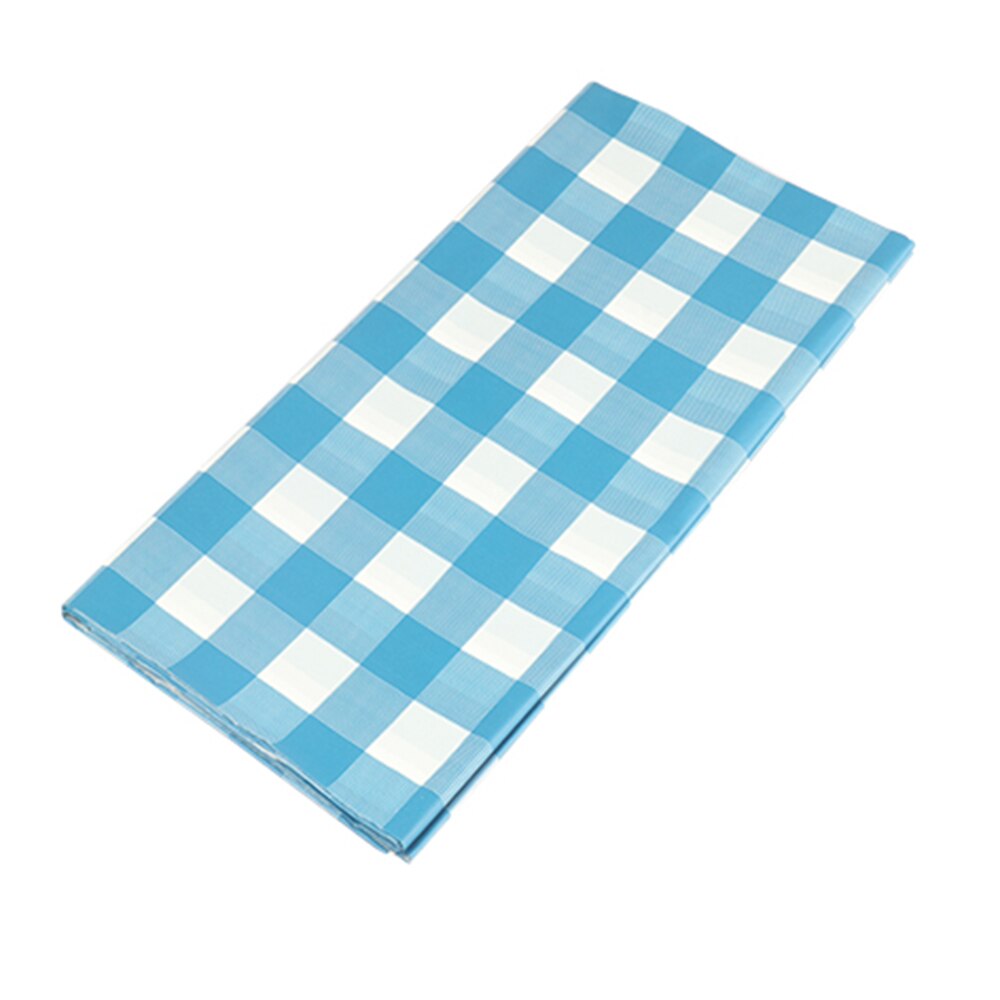 D&Z Blue Plaid Disposable PE Plastic Tablecloth Rectangular Table Cover