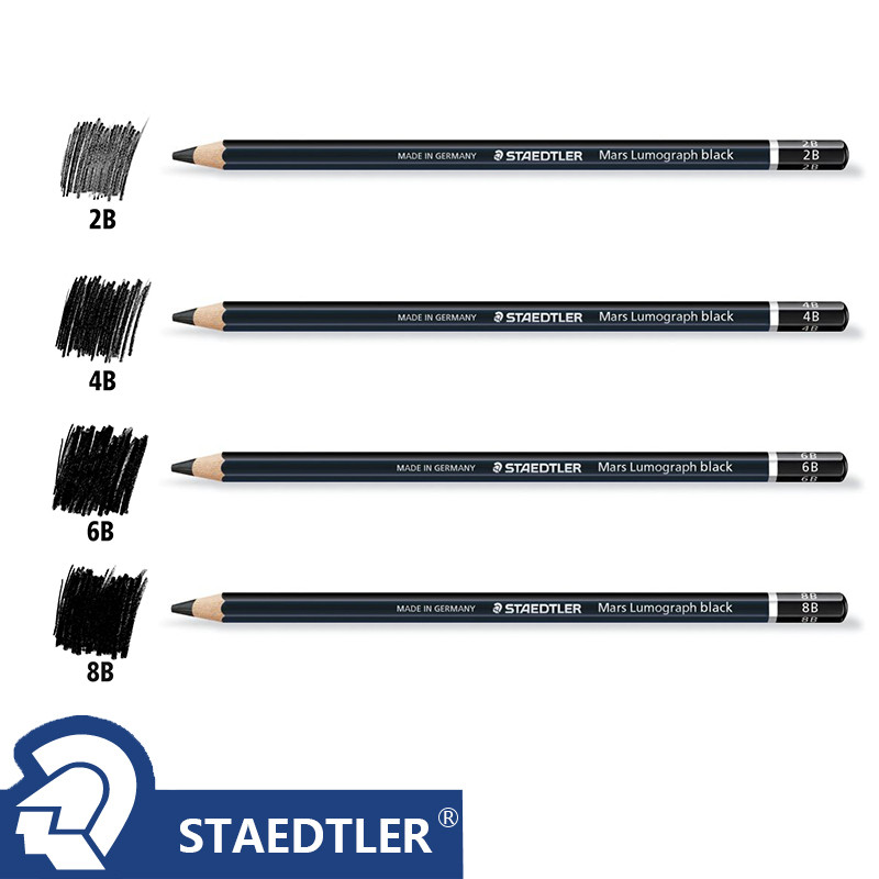 1 pc staedtler ergosoft farveblyant sort tønde staedtler mars lumograph tegning skitse blyanter 2b 4b 6b 8b 4 grader