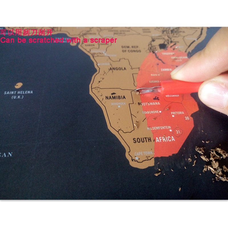 Deluxe Erase World Travel Map Scratch Off Travel Scratch Map 42x30cm Room Home Office Decoration Wall Stickers Small World Map