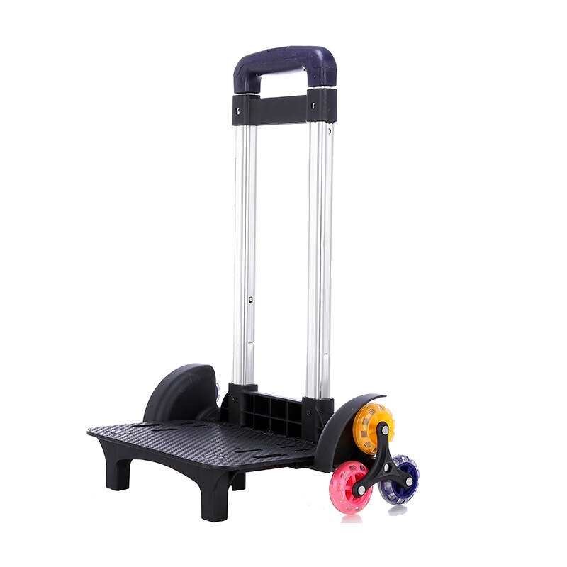 Kid Trolley Voor Rugzak En Schooltas Bagage Voor Kinderen 2/6 Wielen Uitbreidbaar Staaf Hoge Functie Trolly Chariot: BLACK-6WHEELS-B