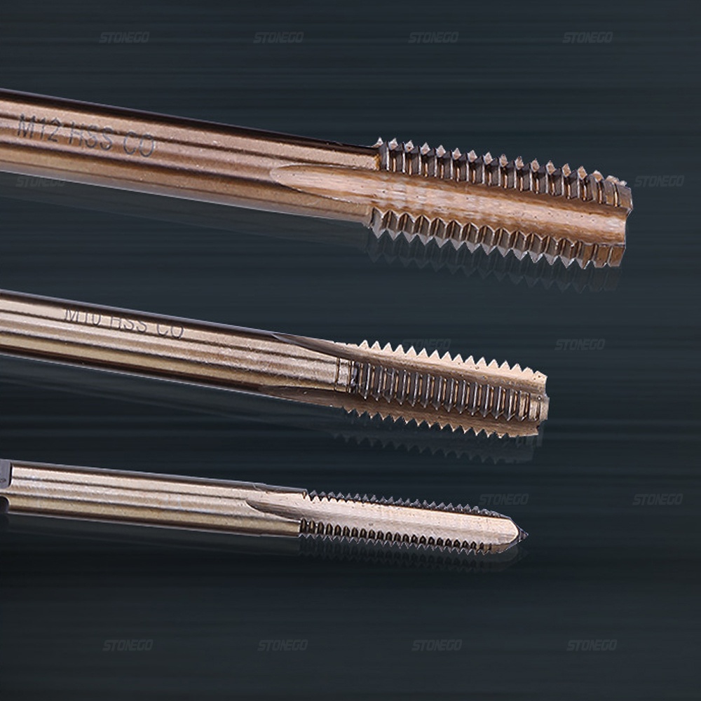 STONEGO HSS Co M35-E Machine Spiral Flute Taps Metric Screw Tap Right Hand Thread Plug Tap Drill, M3/M4/M5/M6/M8/M10/M12