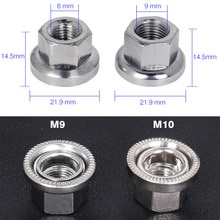 2PCS M9/M10 Nuts Stainless Steel Bike / Cycle Wheel Axle Track Nuts Screws For Dead-flying Front / rear Hubs Cycling Parts