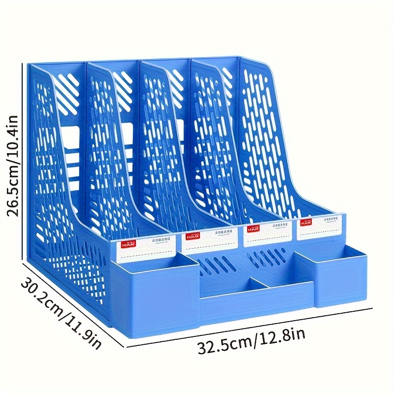 4 Packs Plastic Desk Organizer File Folder, Desktop Magazine Holder, Office File Sorter Rack, Vertical File Dividers: Pink