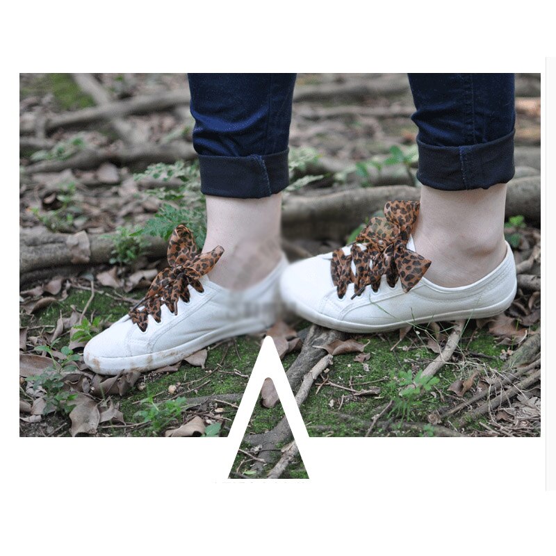 SENTCHARM 4cm largeur imprimé léopard lacets ruban plat Latchet pour chaussures de loisirs pour femmes 110/120/160cm