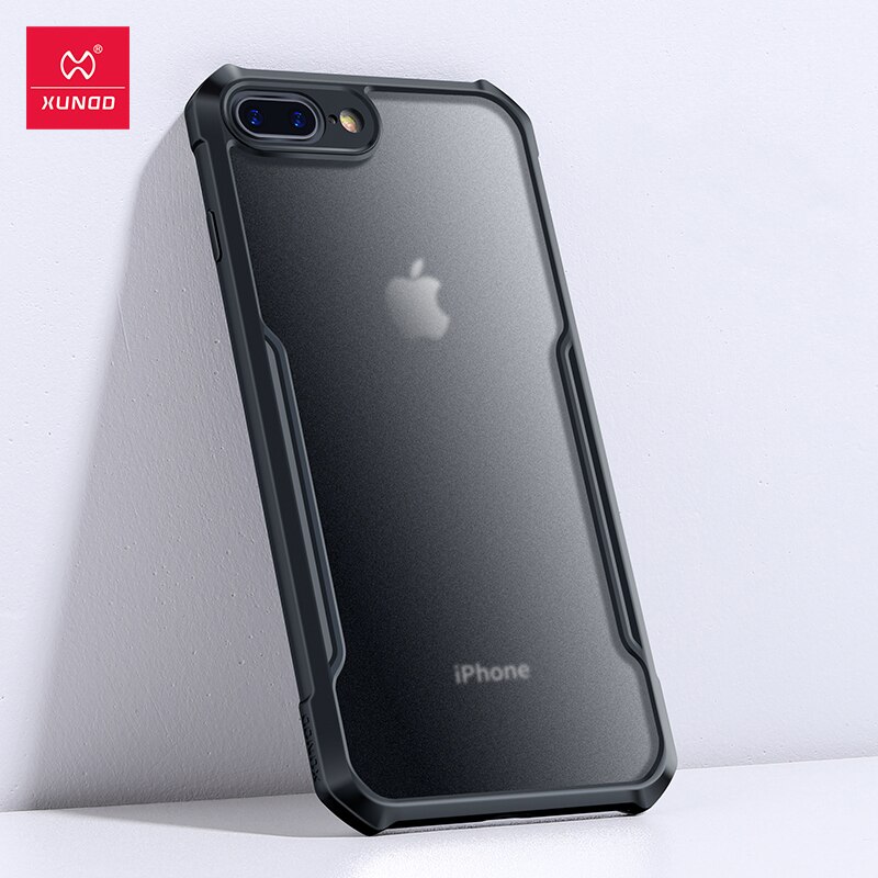 Voor Iphone 8 Case, Xundd Shockproof Case, Voor IPhone8 Plus Case, beschermende Transparante Bumper Airbag Gemonteerd Telefoon Cover Shell: For iPhone 8 Plus / Black Matte / Case & Screen Protector