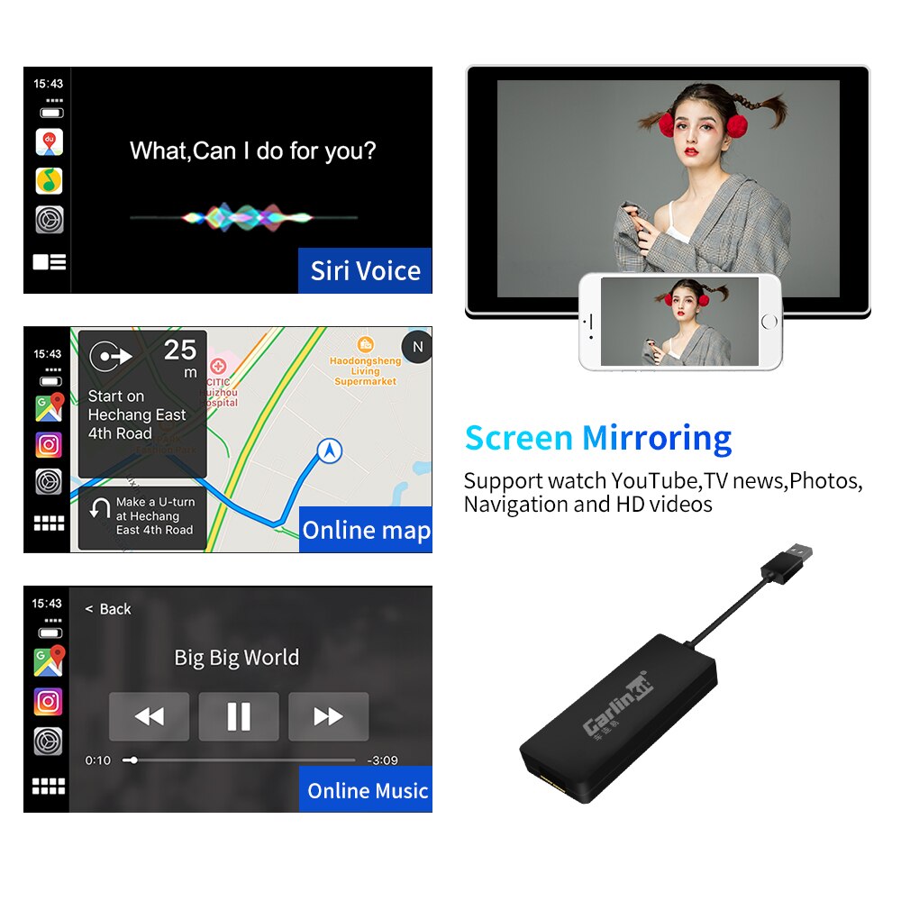 Carlinkit Smart link Wireless CarPlay Dongle für Android Auto Mini USB Carplay Stick mit Android Auto Stecker und Spielen Airplay