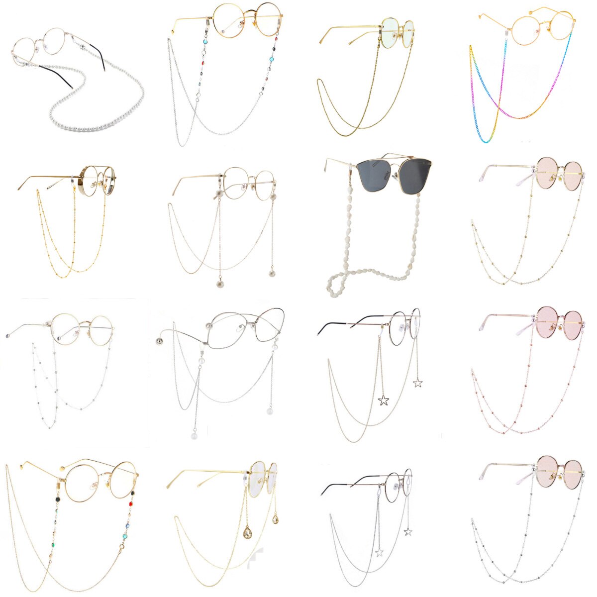 1pcs Eyeglass Strap Reading Glasses Hanging Chain Sunglasses Spectacles Holder Neck Cord Glasses Slip Metal Chain