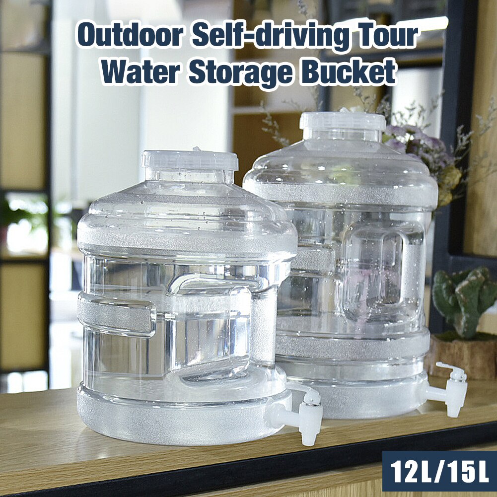 12L/15L Outdoor Self-driving Tour Water Storage Bucket With Faucet Portable Drinking Water Bucket Large Mouth Plastic Container