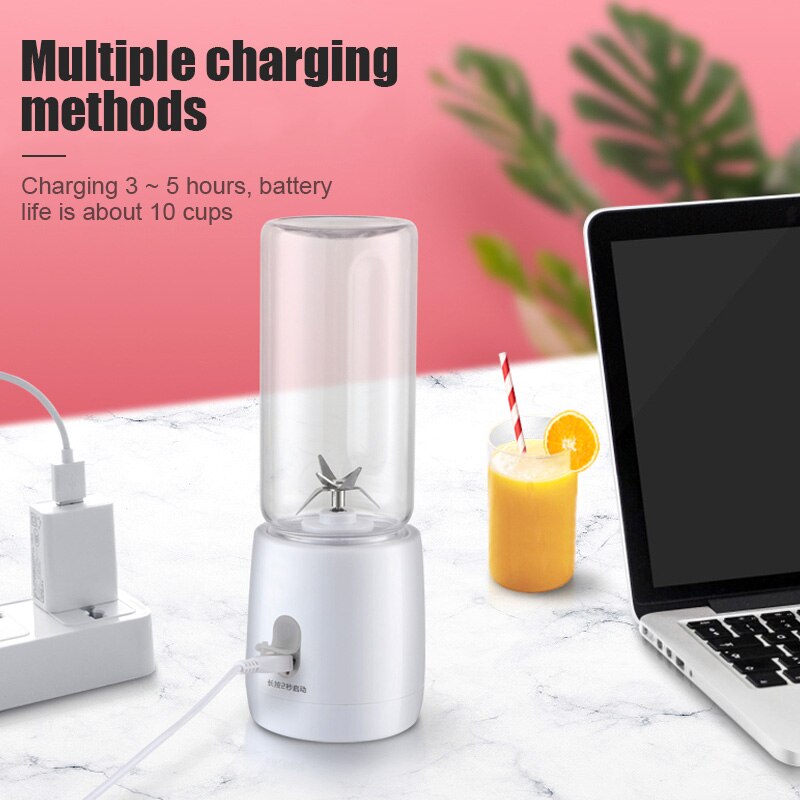 Kannettava sähköinen mehulinko 400ml langaton mini usb ladattava mehukuppi tehosekoitin vihannekset hedelmäpirtelö tehosekoitin mikseri
