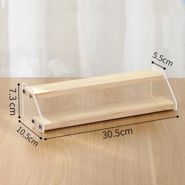 Présentoir en bois acrylique, support de maquillage, organisateur de parfum, étagère à 2-7 couches, figurine d'action, poupée, jouet, échelle, vitrine, supports de rangement: Black