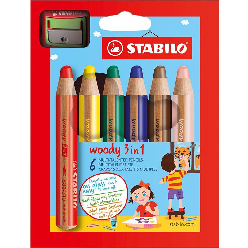 6/10/18PCS German STABILO Invincible Colour Crayon 886 Ultra Coarse Water Soluble Colour Brush Set