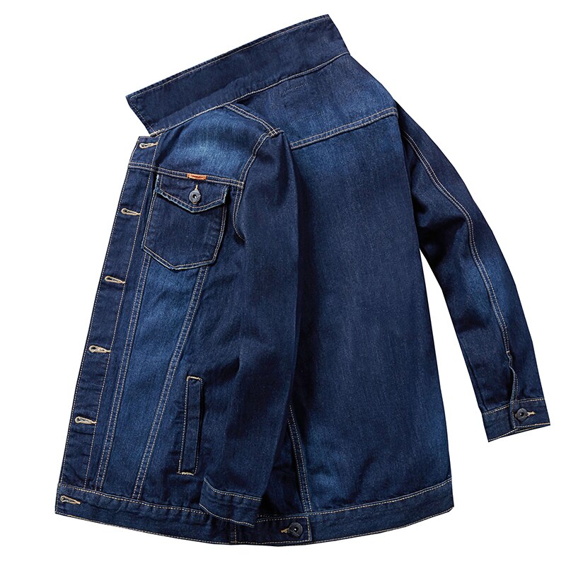 Plus Size 5XL 8XL Jean Jas Voor Mannen Klassieke Toevallige Losse Denim Jas En Najaar Blue heren Jas
