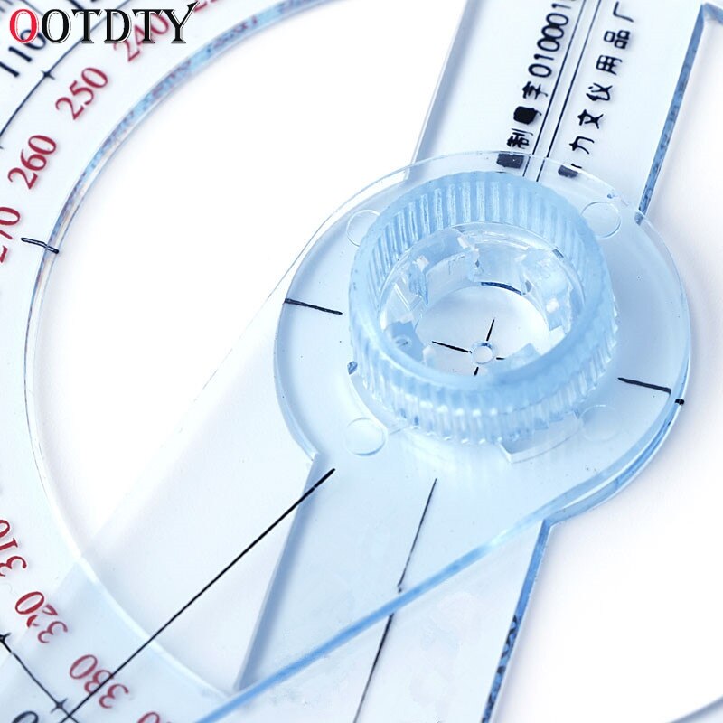 Plastic 360 Degree Protractor Ruler Angle Finder Swing Arm School Office