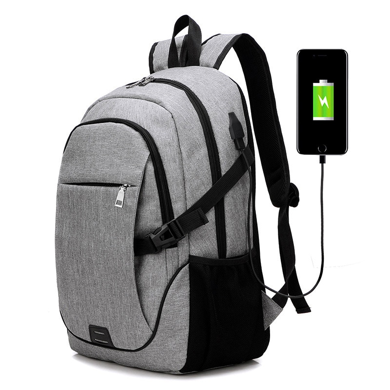 Mochila escolar informal para hombre, morral escolar con función de carga USB, para viaje de negocios