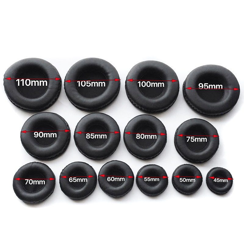 Ohrpolster für Kopfhörer, Schwamm, Leder, Schaumstoffkissen, 40 mm, 50 mm, 55 mm, 60 mm, 65 mm, 70 mm, 75 mm, 80 mm, 85 mm, 90, 95 100, 105 mm, 110 mm