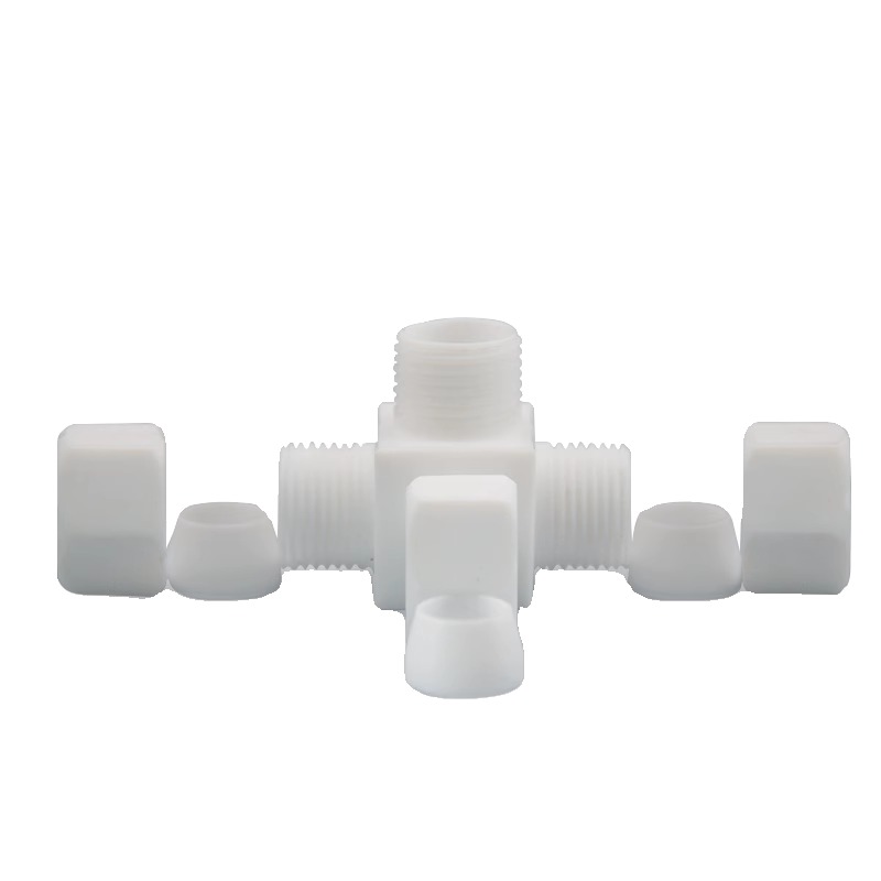 Tee 3 Manieren 2 3 4 6 8 10 12-24mm 1/16 "1/8" 1/4 "3/8" 1/2 "3/4" 1 "Inch OD Buis Compressie unie Fitting PTFE Koppeling Connector