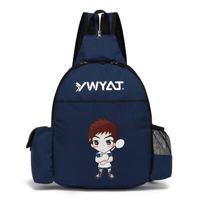Nylon Badminton Bag Large Capacity Hold 2 Rackets Children&#39;s Tennis Racket Bag Portable Ball Sports Backpack Clothing Handbag: Navy Blue