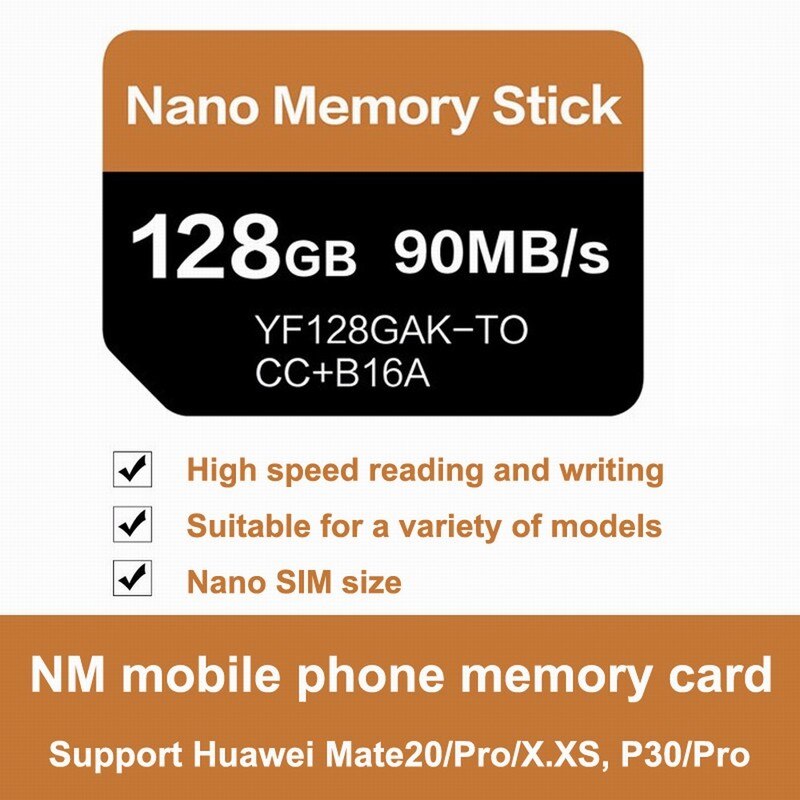 NM Card Nano Memory Card 128GB 90MB/s For Huawei Mate20/X/RS/P30/Pro With USB3.1 Gen 1 Type-C Phone NMCard NM-Card Stick Reader